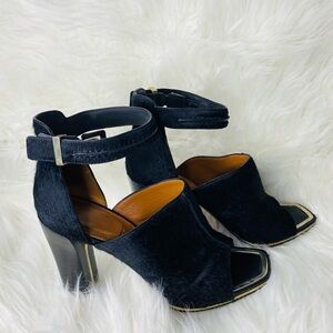 Givenchy Black Suede Ankle Strap Sandal/ Heels Authentic